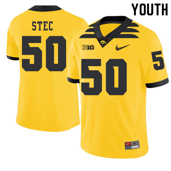 2019 Youth #50 Louie Stec Iowa Hawkeyes College Football Alternate Jerseys Sale-Gold - Click Image to Close